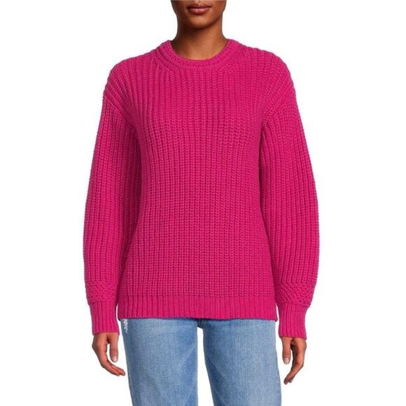 Marine Layer Merino Wool Blend Oversized Crewneck Rose Violet Sweater Medium NWT - Picture 3 of 7
